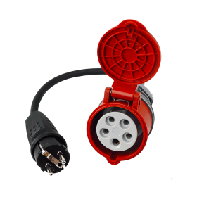 Adaptateur de courant - réduction, fabriqué à partir d'un câble flexible en caoutchouc (H05RR-F) 3x2,5mm².